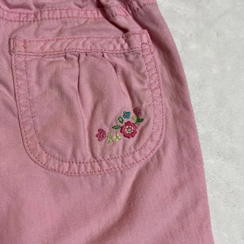 Vintage 90s OshKosh B'Gosh Toddler Girls Pull On Pants Size 2T Floral Lace Trim